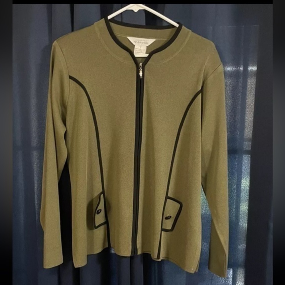 Exclusively Misook Knit Green Cardigan size L